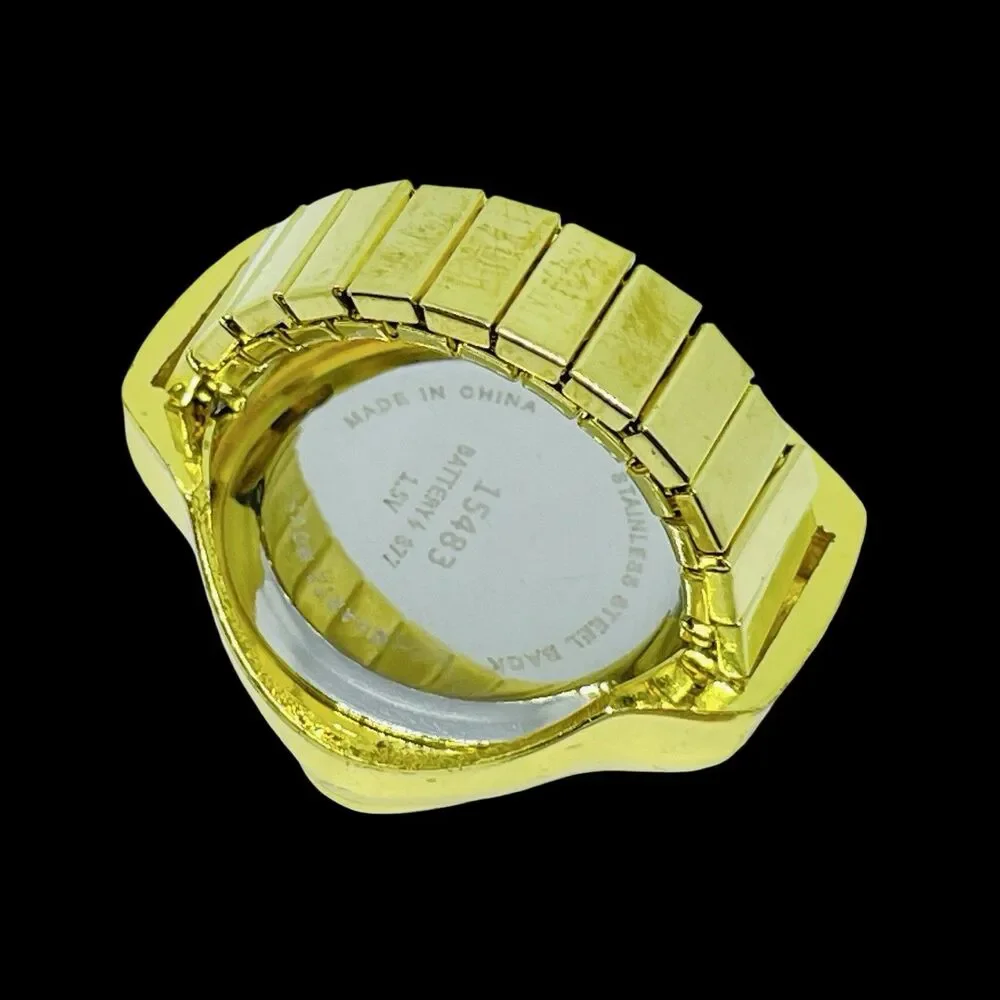 BOZHI Ring Watch Gold Design With Crystals New